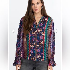 Johnny Was Cruz Tamisha Silk Blouse Size XS